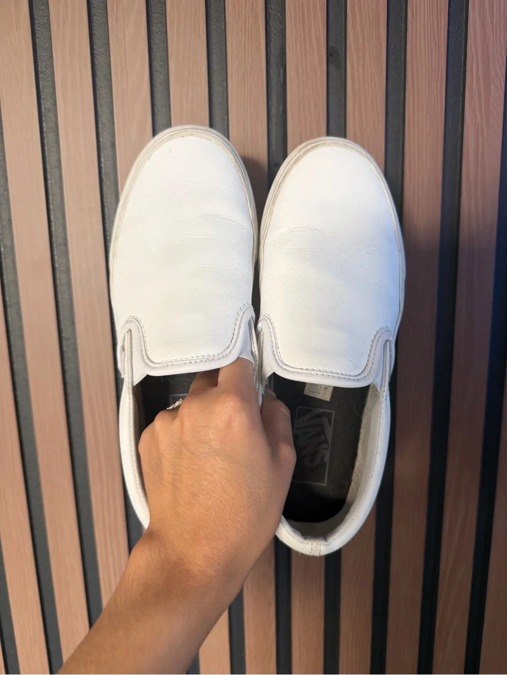Vans White Slip-On Athletic Shoes